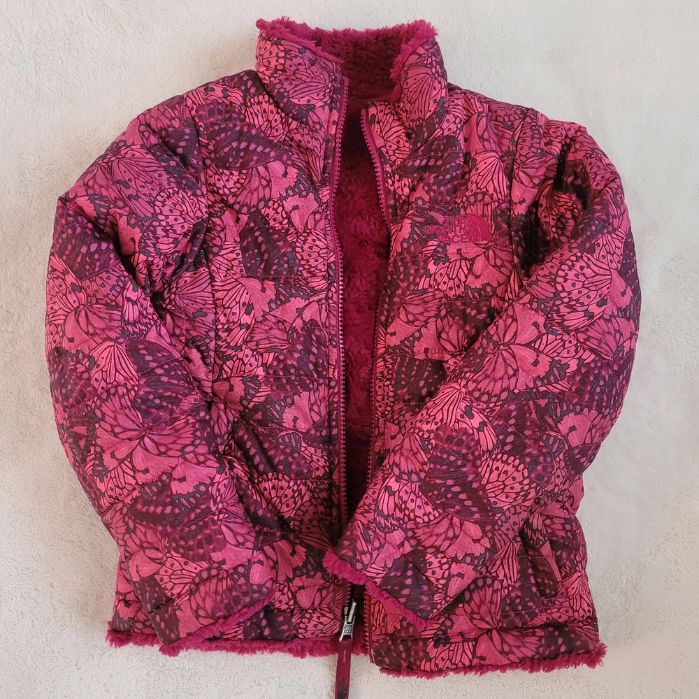 The North Face Reversible Puffer Jacket Size XXS 5T Youth Girl Pink Fushia